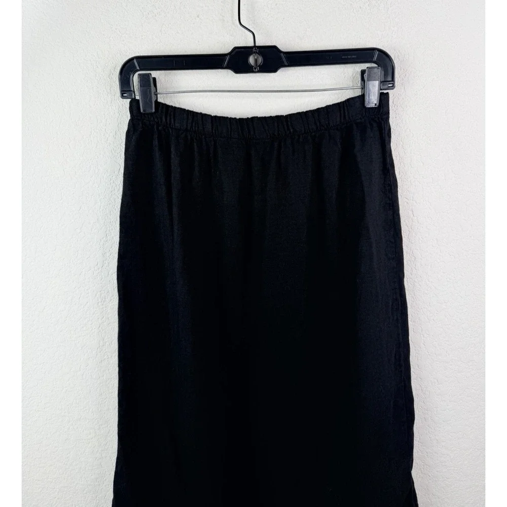 Mosaic Women's 100% Linen Black Maxi Skirt Sz S Mermaid Flounce Hem Boho - Picture 6 of 8